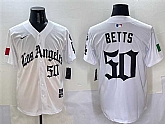 Men's Los Angeles Dodgers #50 Mookie Betts White Mexico 2025 LA Gothic Style With Fernando Patch Vapor Premier Limited Stitched Jersey,baseball caps,new era cap wholesale,wholesale hats